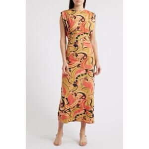 Celobella Women’s Donna Paisley Organic Cotton Midi Dress Medium Long Boho Flowy